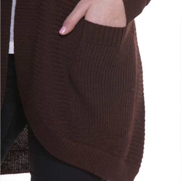 NWT Bonalla Ilian 100% Cashllama Open Ribbed Cardigan in "Dark Brown" Size Small - Picture 4 of 12